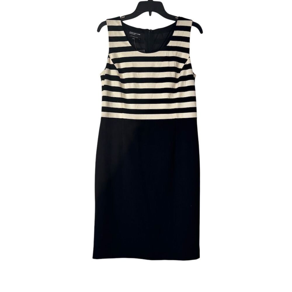 Jones New York Women's Size 10 Black & Ivory Striped Sheath Dress